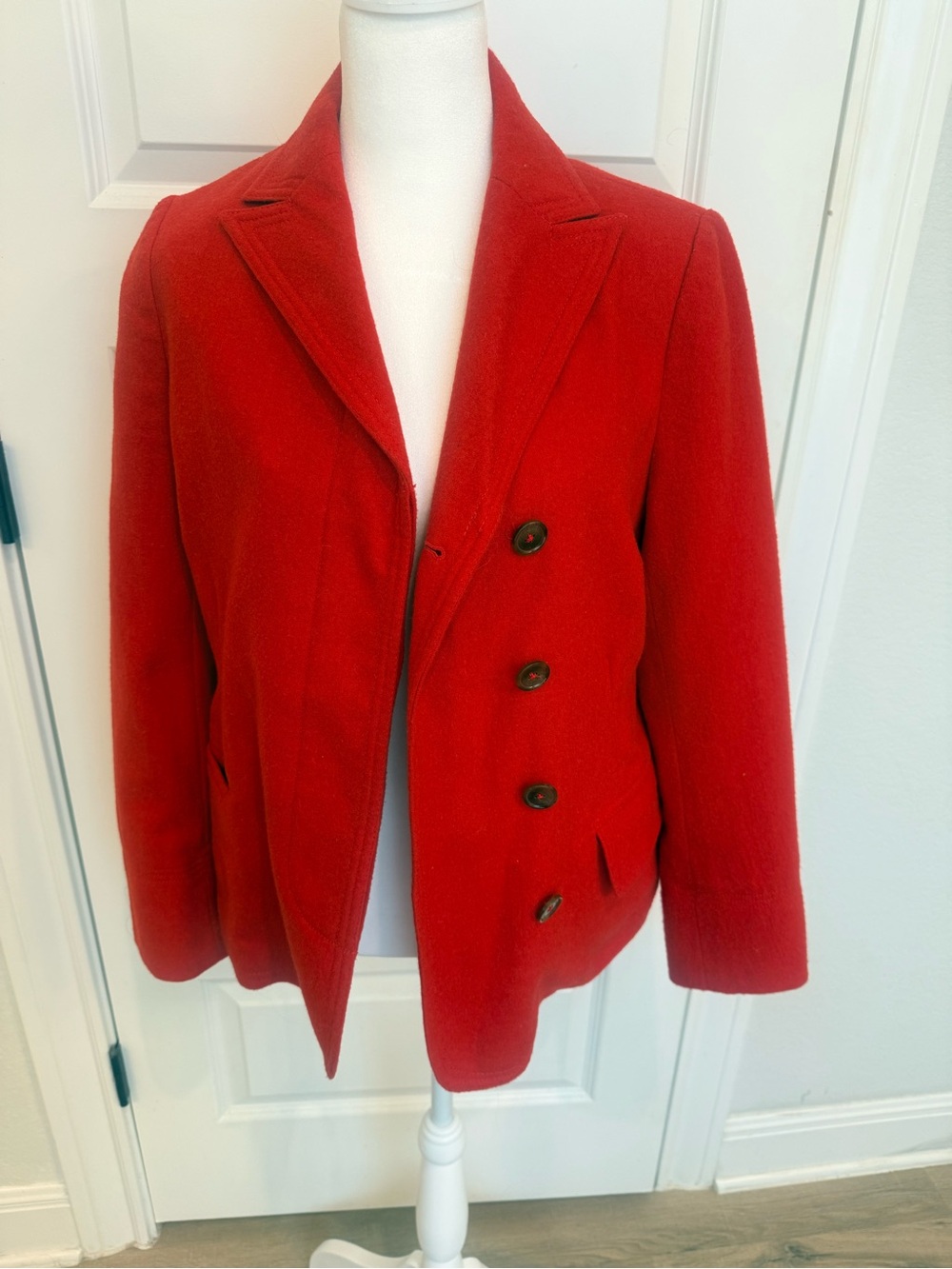 Marc by Marc Jacobs Red Double-Breasted Wool Peacoat